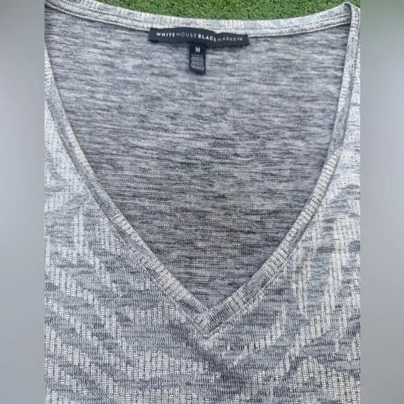 White House Black Market Shimmer Gold V-Neck Short Sleeve Top Tee - Picture 2 of 4